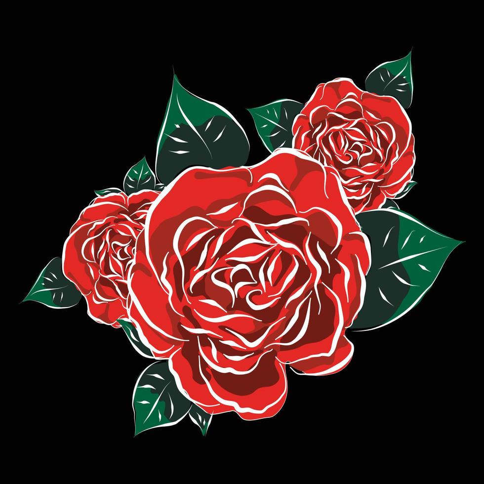 rode roos op zwarte achtergrond vector