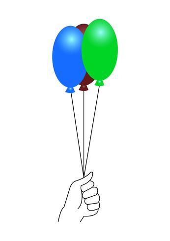 Hand met kleurrijke ballonnen vector