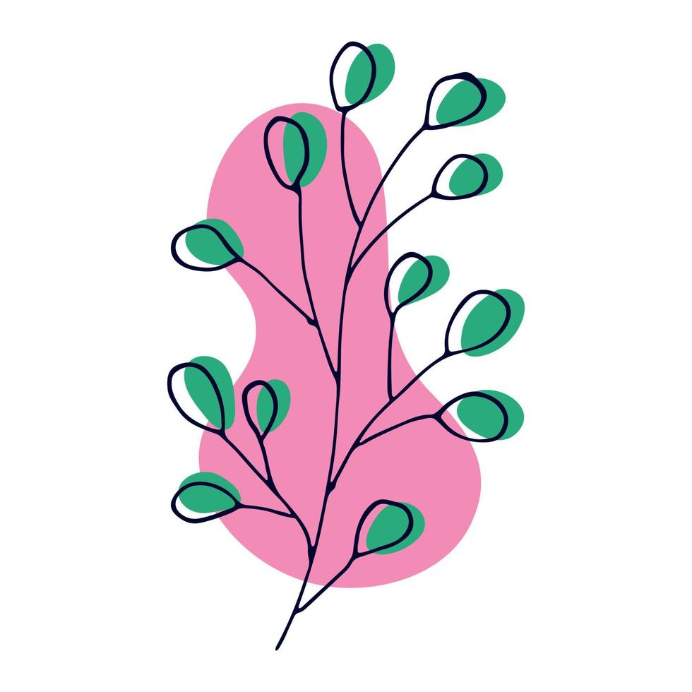 hand getrokken vectortak. kleurrijke kruid doodle geïsoleerd op een witte achtergrond. botanische illustratie voor kaart, print, web, design, decor, logo. vector