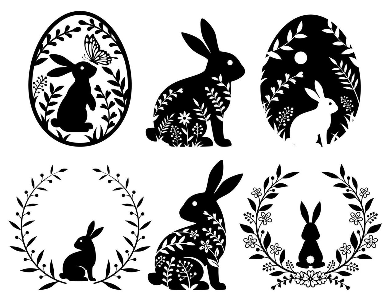 paashaas konijn silhouet grafische vectorillustratie vector
