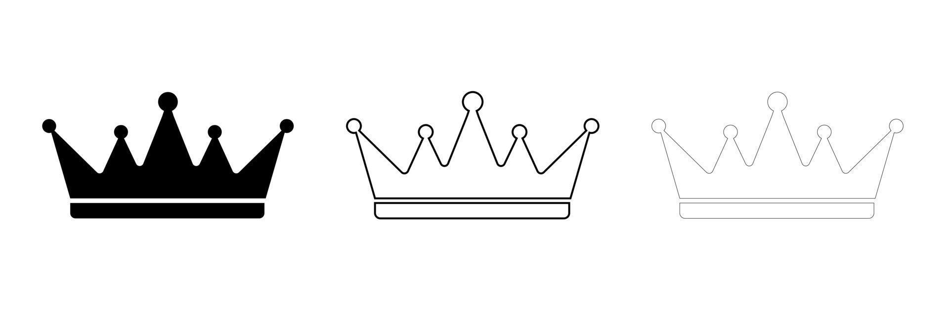 moderne kroon silhouet pictogram ontwerpsjabloon. moderne kroonset in verschillende diktes. award icoon op de achtergrond voor grafisch en webdesign. internetconceptsymbool voor websiteknop of mobiele app. vector