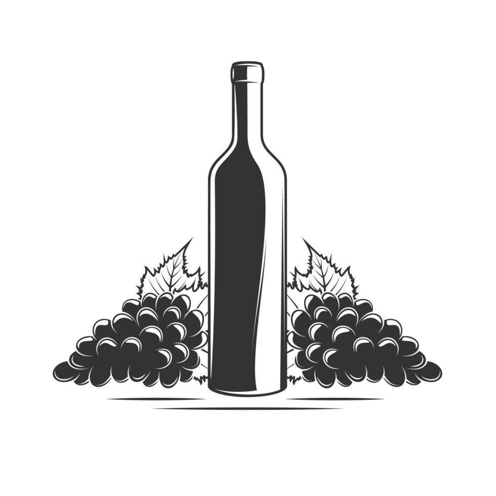 tros druiven en een fles wijn vector
