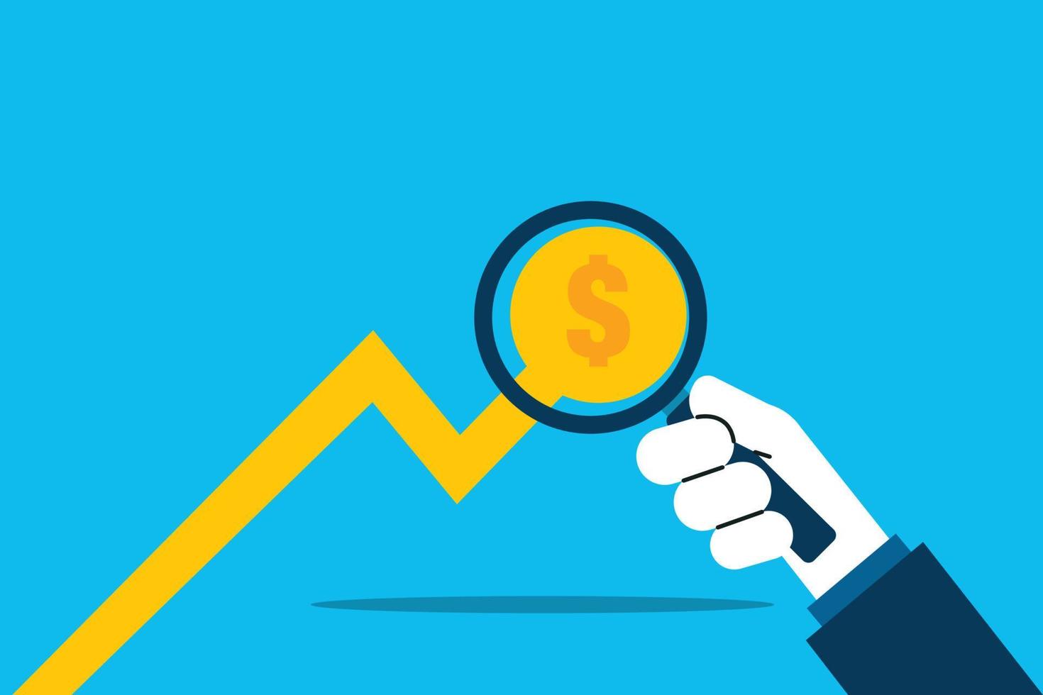 winst onderzoeken. op zoek naar investeringsmogelijkheden, financieel succes of salarisverhoging vector