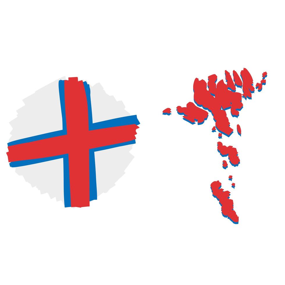 kaart van de Faeröer. scandinavische vlag met kruis. vector