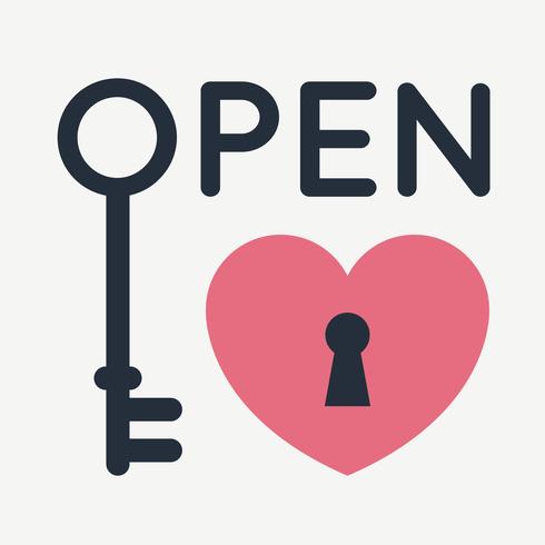 Open hart. Schattige cartoon doodle illustratie. vector