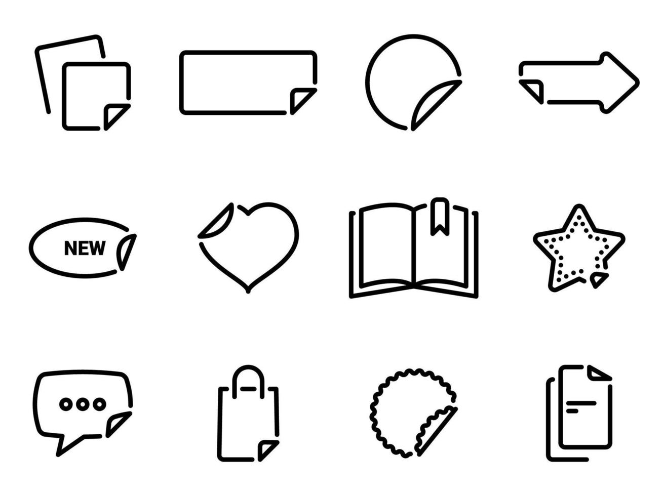 eenvoudige vectorpictogrammen. platte illustratie op een thema stickers, bestanden en bladwijzers vector