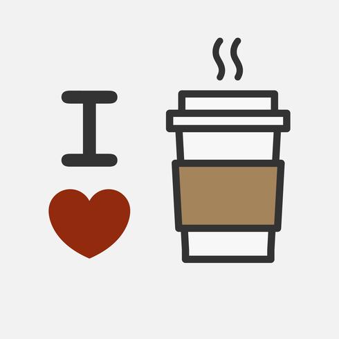 Ik hou van koffie. Schattige cartoon doodle illustratie. vector