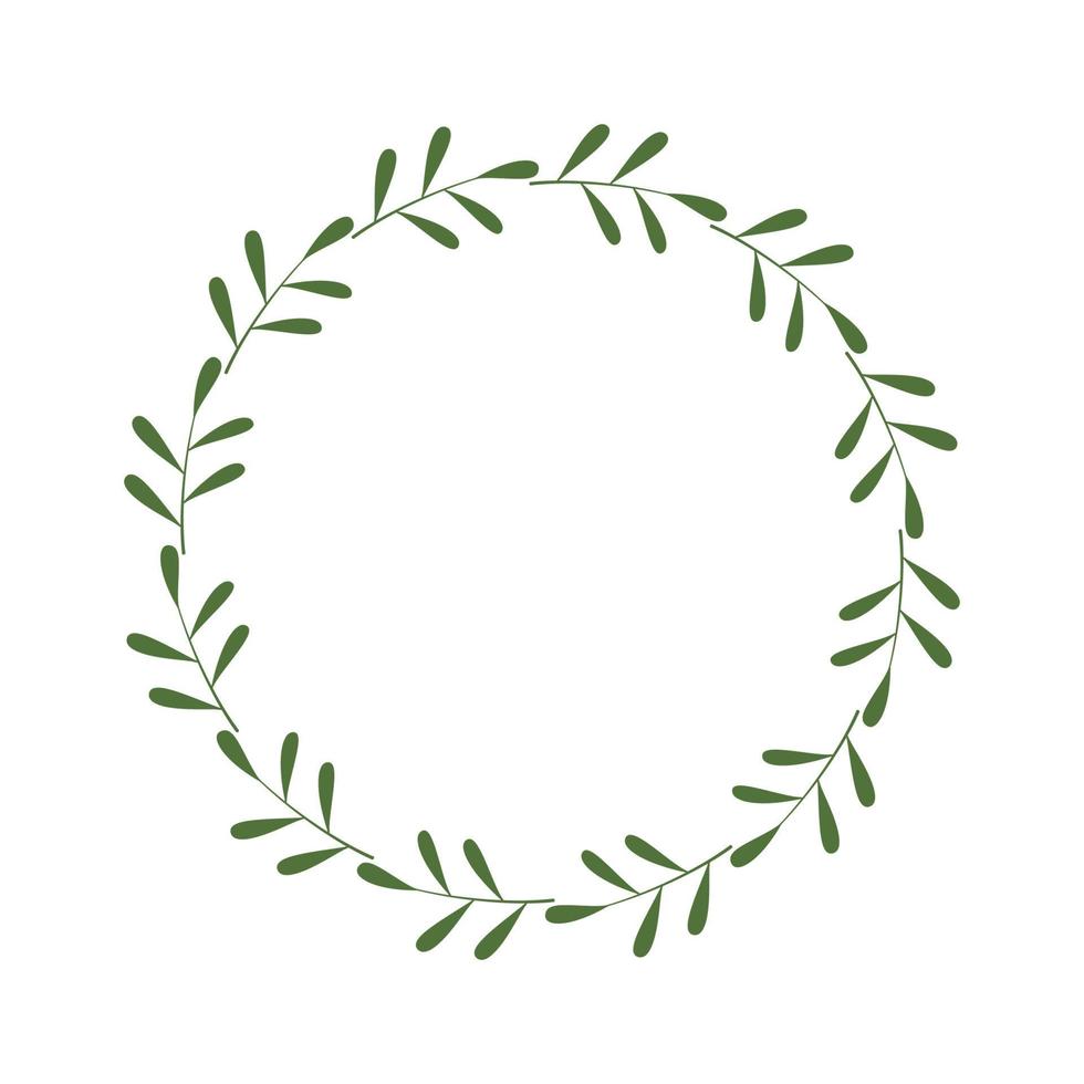 rond frame van groene twijgen met bladeren. ontwerpsjabloon voor logo, uitnodiging, groeten. laconieke stijlvolle krans. minimalistische rand. bladverliezende krans. voorraad vectorillustratie vector