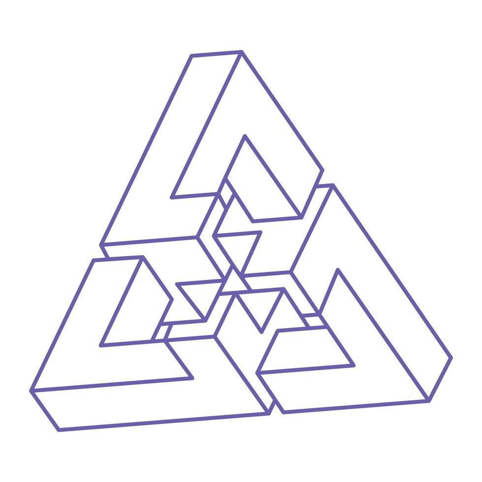 onmogelijke vormen, optische illusie, vector. optische kunstvoorwerpen. logo in trendy 2022 zeer peri kleur. geometrische figuren. vector