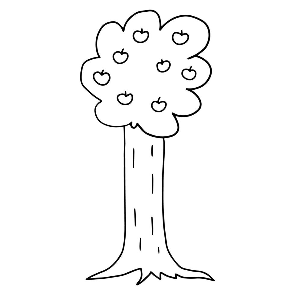 cartoon doodle appelboom geïsoleerd op een witte achtergrond. vector