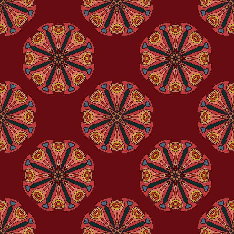 abstracte naadloze patroon met mandala bloem. mozaïek, tegel, polka dot. bloemen achtergrond. vector