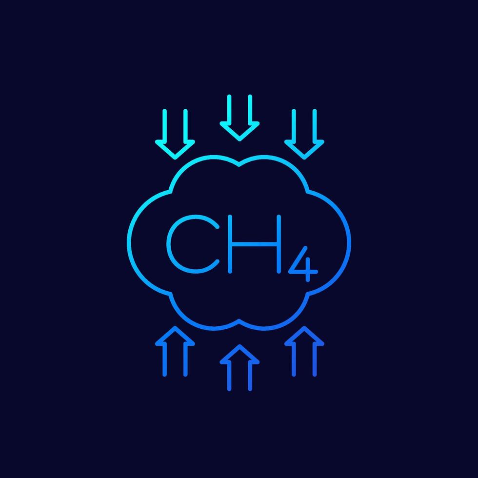 methaan, ch4 emissiereductie lijn vector icon