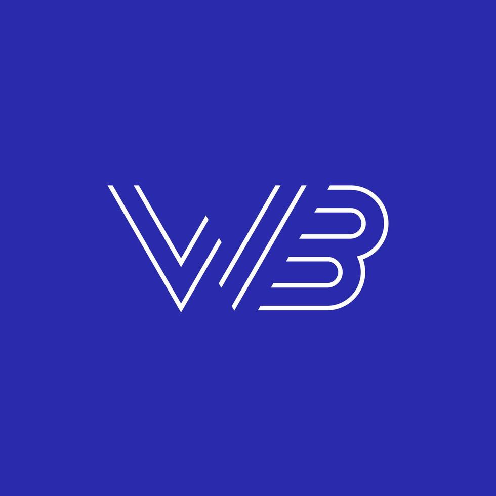 wb brieven logo, lijn monogram, vector