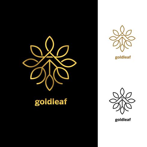 Gouden bloemen Vector bladeren Logo ontwerpsjabloon teken symboolpictogram