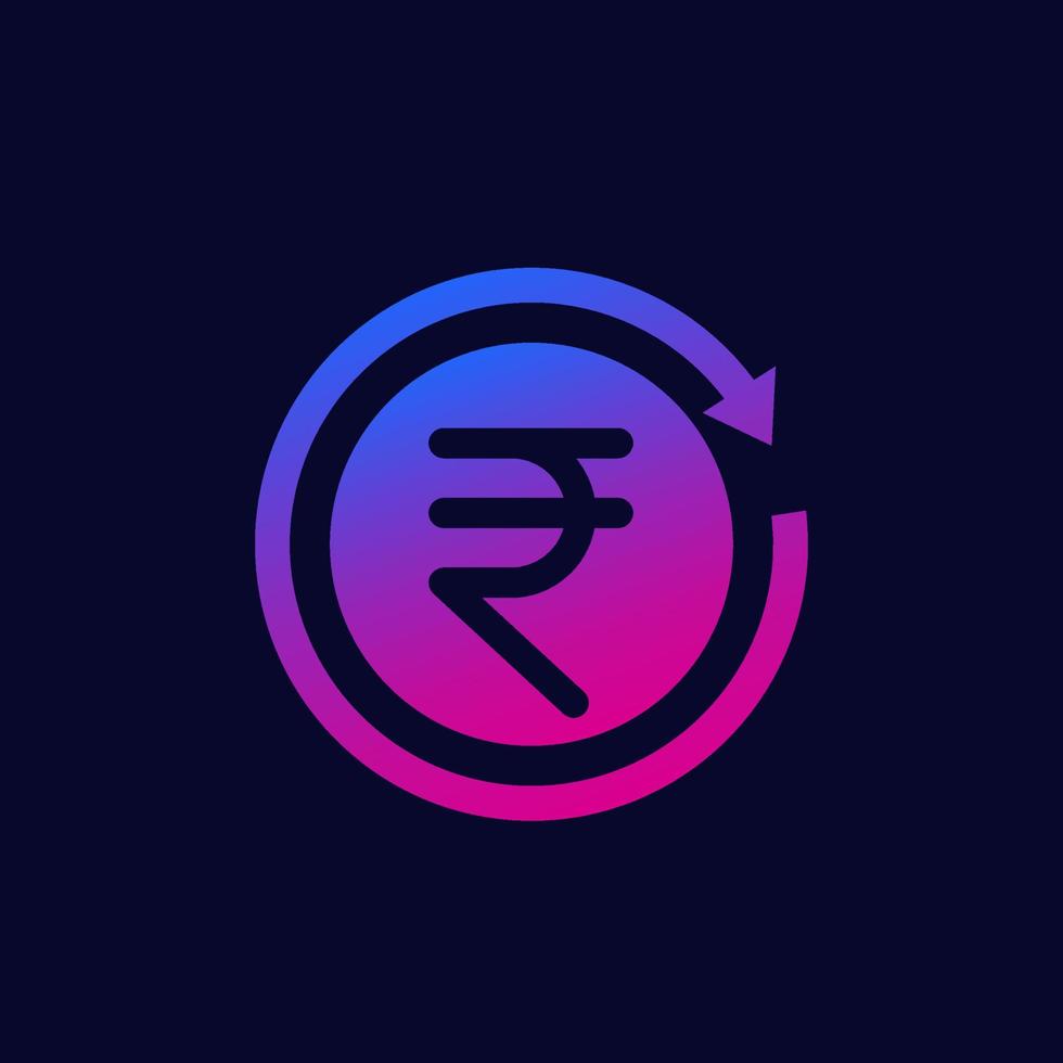 Indiase roepie cashback, terugbetalingspictogram, vector