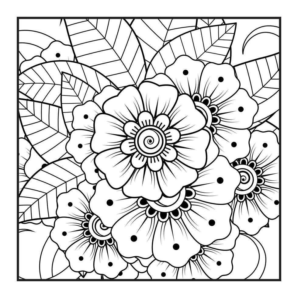 mehndi bloem voor henna, mehndi, tatoeage, decoratie. decoratief ornament in etnische oosterse stijl, doodle ornament, schets hand tekenen. kleurboek pagina. vector