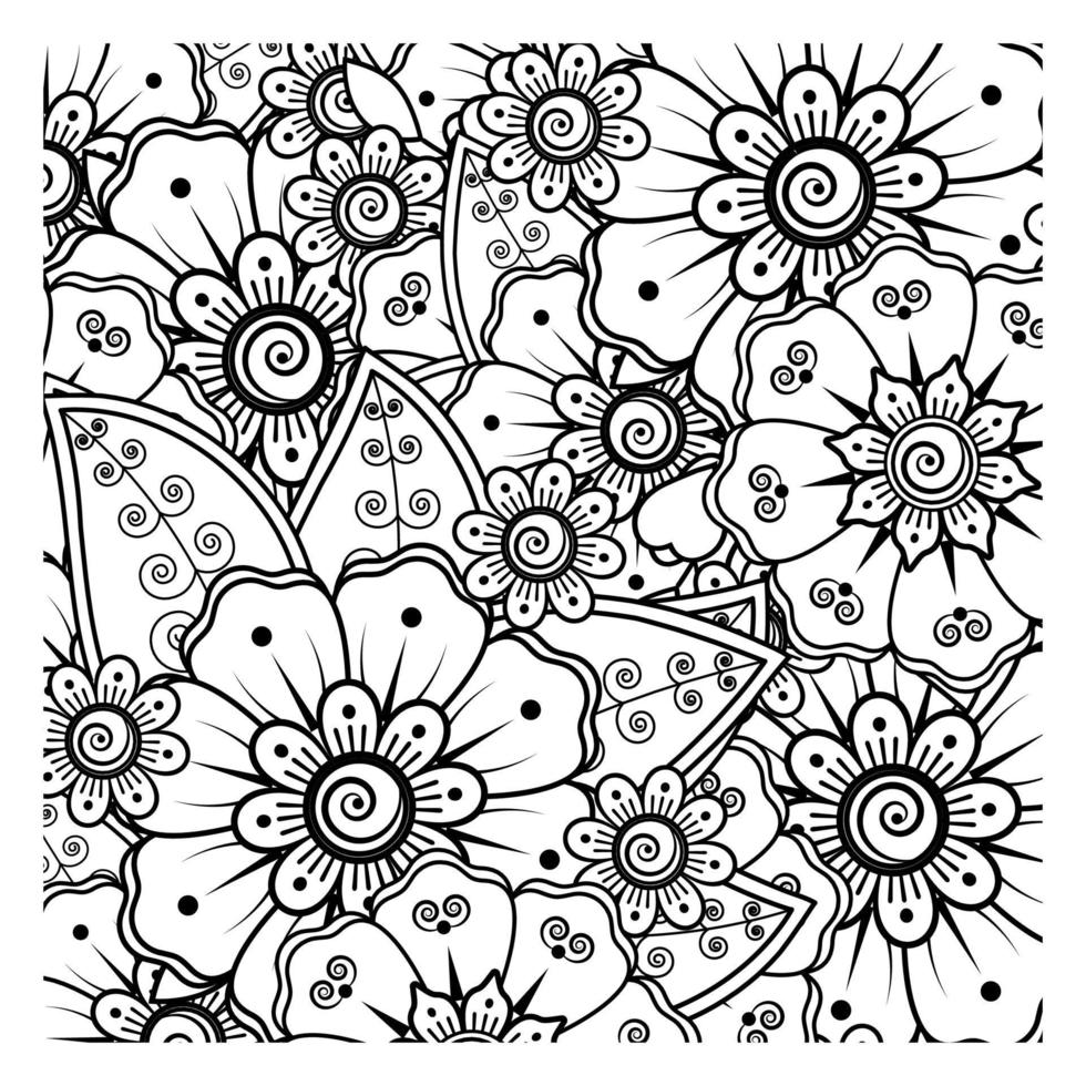 mehndi bloem voor henna, mehndi, tatoeage, decoratie. decoratief ornament in etnische oosterse stijl, doodle ornament, schets hand tekenen. kleurboek pagina. vector