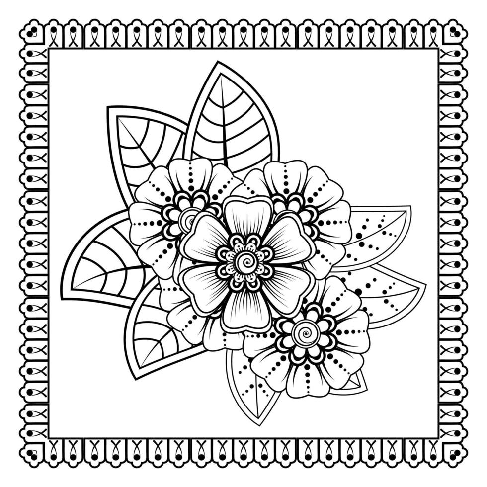 cirkelvormig patroon in de vorm van mandala voor henna, mehndi, tatoeage, decoratie. decoratief ornament in etnische oosterse stijl. kleurboek pagina. vector