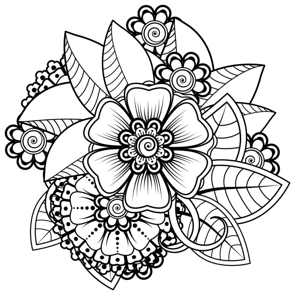 cirkelvormig patroon in de vorm van mandala voor henna, mehndi, tatoeage, decoratie. decoratief ornament in etnische oosterse stijl. kleurboek pagina. vector