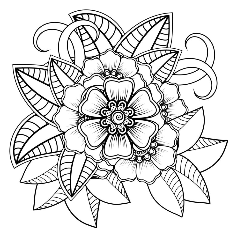 cirkelvormig patroon in de vorm van mandala voor henna, mehndi, tatoeage, decoratie. decoratief ornament in etnische oosterse stijl. kleurboek pagina. vector