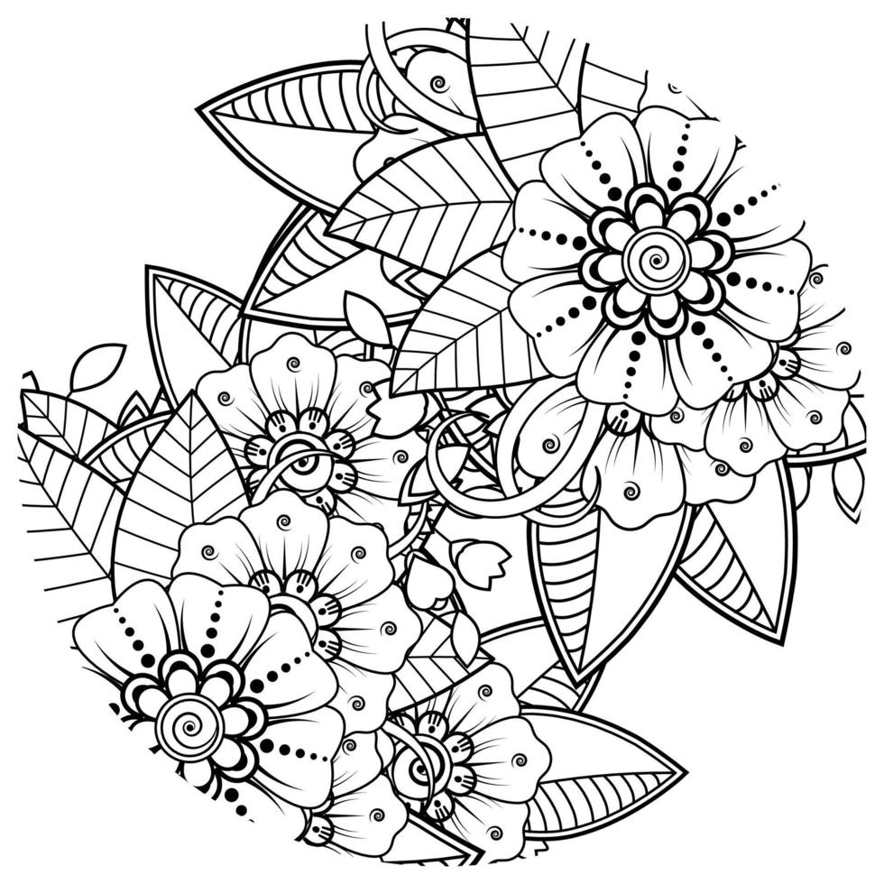 mehndi bloem voor henna, mehndi, tatoeage, decoratie. decoratief ornament in etnische oosterse stijl, doodle ornament, schets hand tekenen. kleurboek pagina. vector