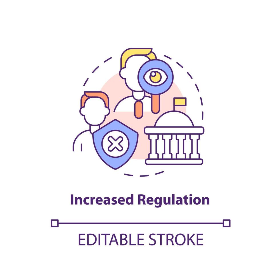 verhoogde regelgeving concept icoon. cryptocurrency-probleem in de nabije toekomst abstracte idee dunne lijn illustratie. geïsoleerde overzichtstekening. bewerkbare streek. arial, talloze pro-bold lettertypen gebruikt vector