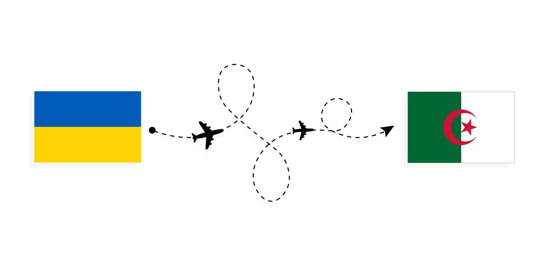 vlucht en reis van Oekraïne naar Algerije per reisconcept voor passagiersvliegtuigen vector