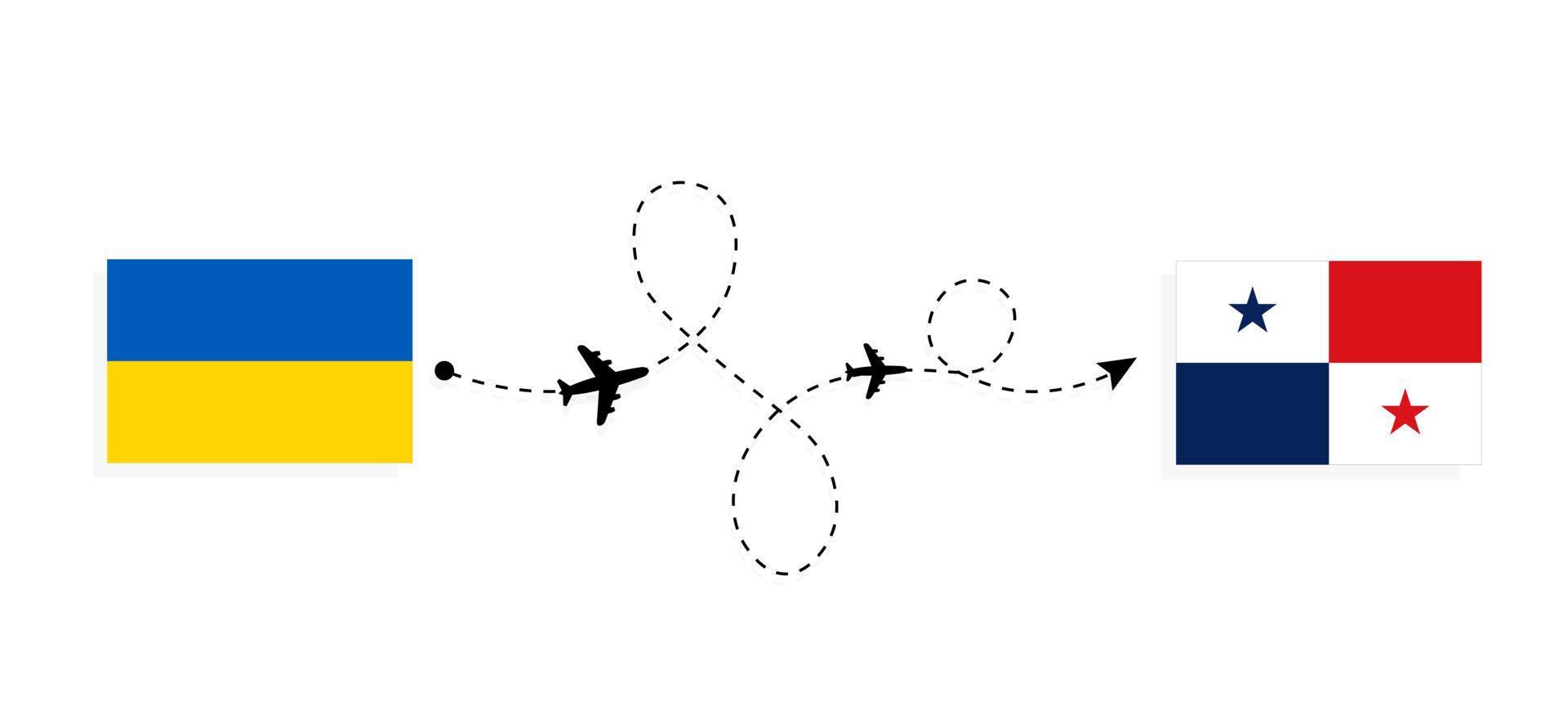 vlucht en reis van Oekraïne naar Panama per reisconcept voor passagiersvliegtuigen vector