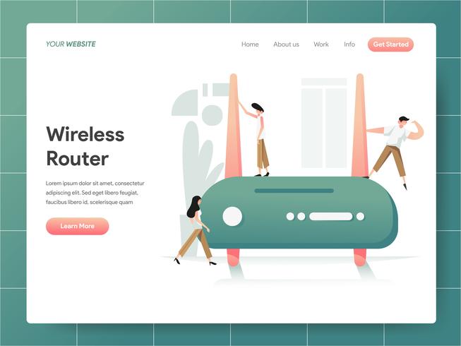 Draadloze router Illustratie Concept. Modern ontwerpconcept Web-paginaontwerp voor website en mobiele website Vector illustratie Eps 10