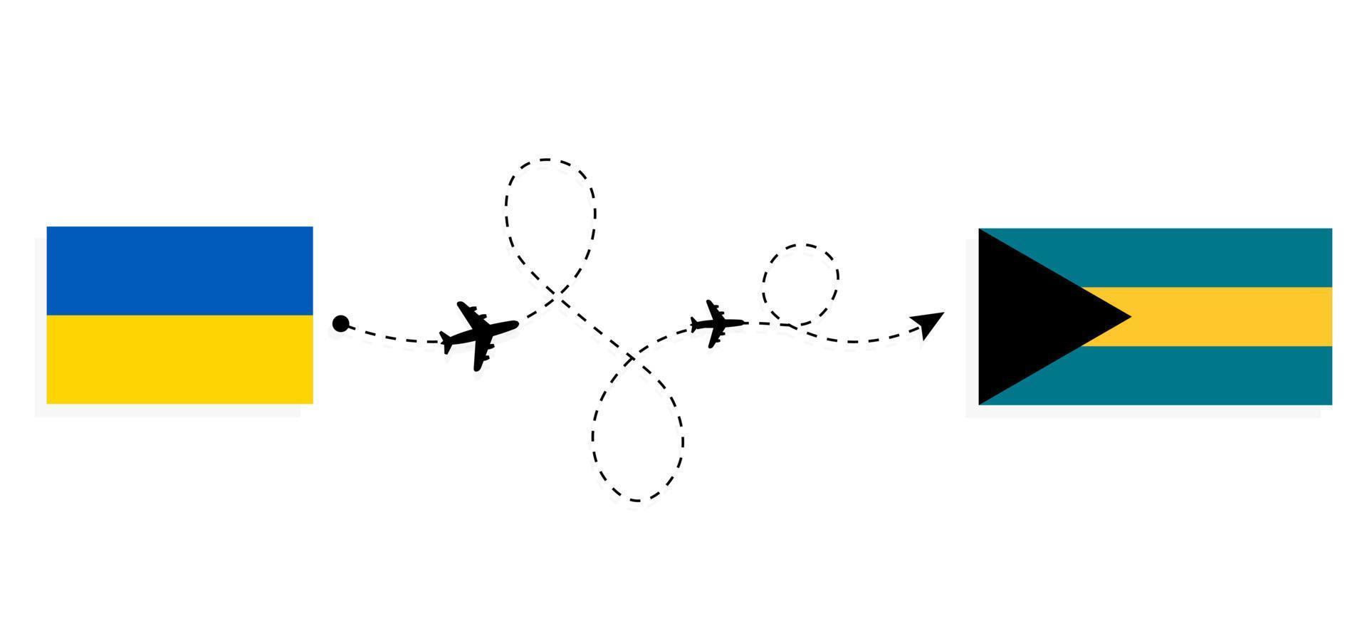 vlucht en reis van Oekraïne naar Bahama's per reisconcept voor passagiersvliegtuigen vector