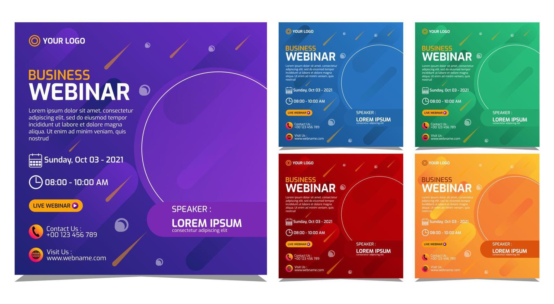 verzameling bannersjablonen voor sociale media. perfect voor zakelijke webinars, marketingwebinars, online lesprogramma's, enz. vector