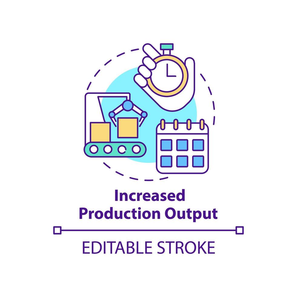 verhoogde werking output concept icoon. industriële automatisering voordelen abstracte idee dunne lijn illustratie. geïsoleerde overzichtstekening. bewerkbare streek. roboto-medium, talloze pro-bold lettertypen gebruikt vector