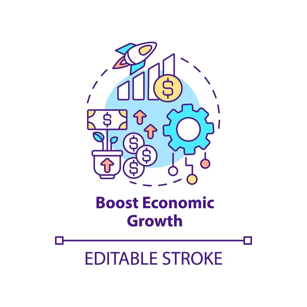 boost economische groei concept icoon. automatisering voordelen abstracte idee dunne lijn illustratie. geïsoleerde overzichtstekening. bewerkbare streek. roboto-medium, talloze pro-bold lettertypen gebruikt vector