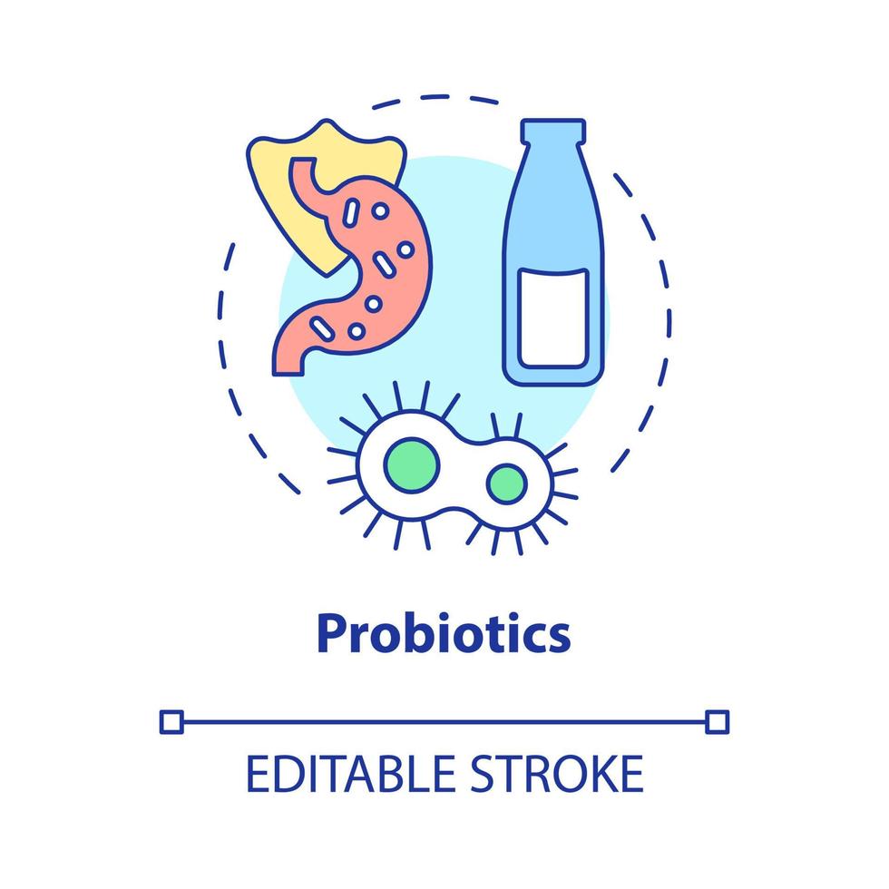 probiotica concept icoon. darmvriendelijk voedsel voor een gezond leven abstracte idee dunne lijnillustratie. geïsoleerde overzichtstekening. bewerkbare streek. roboto-medium, talloze pro-bold lettertypen gebruikt vector