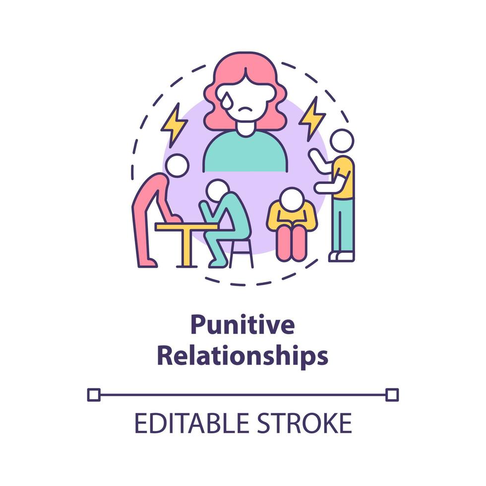 bestraffende relaties concept icoon. controlerende partner met verkeerde verwachtingen abstracte idee dunne lijn illustratie. onredelijke straf. vector geïsoleerde omtrek kleur tekening. bewerkbare streek