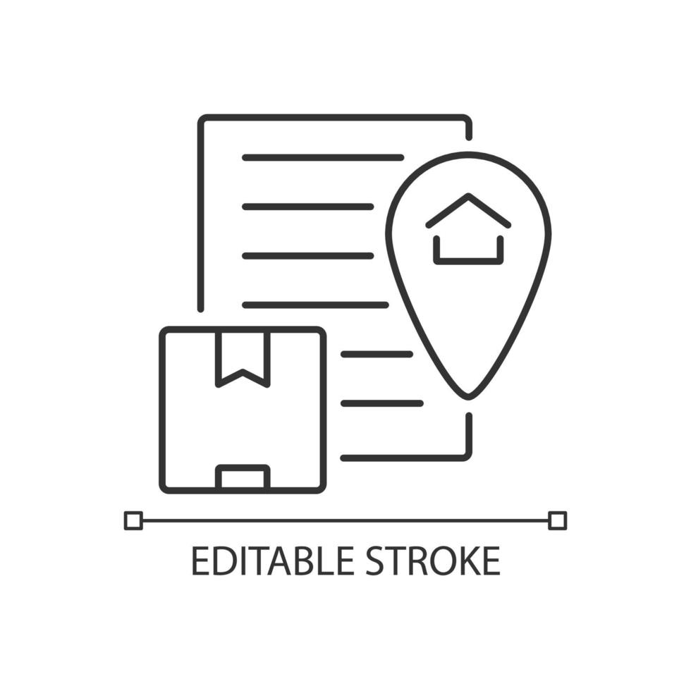 internationaal verzendingscertificaat van oorsprong lineair pictogram. internationaal handelsdocument. dunne lijn aanpasbare illustratie. contour symbool. vector geïsoleerde overzichtstekening. bewerkbare streek