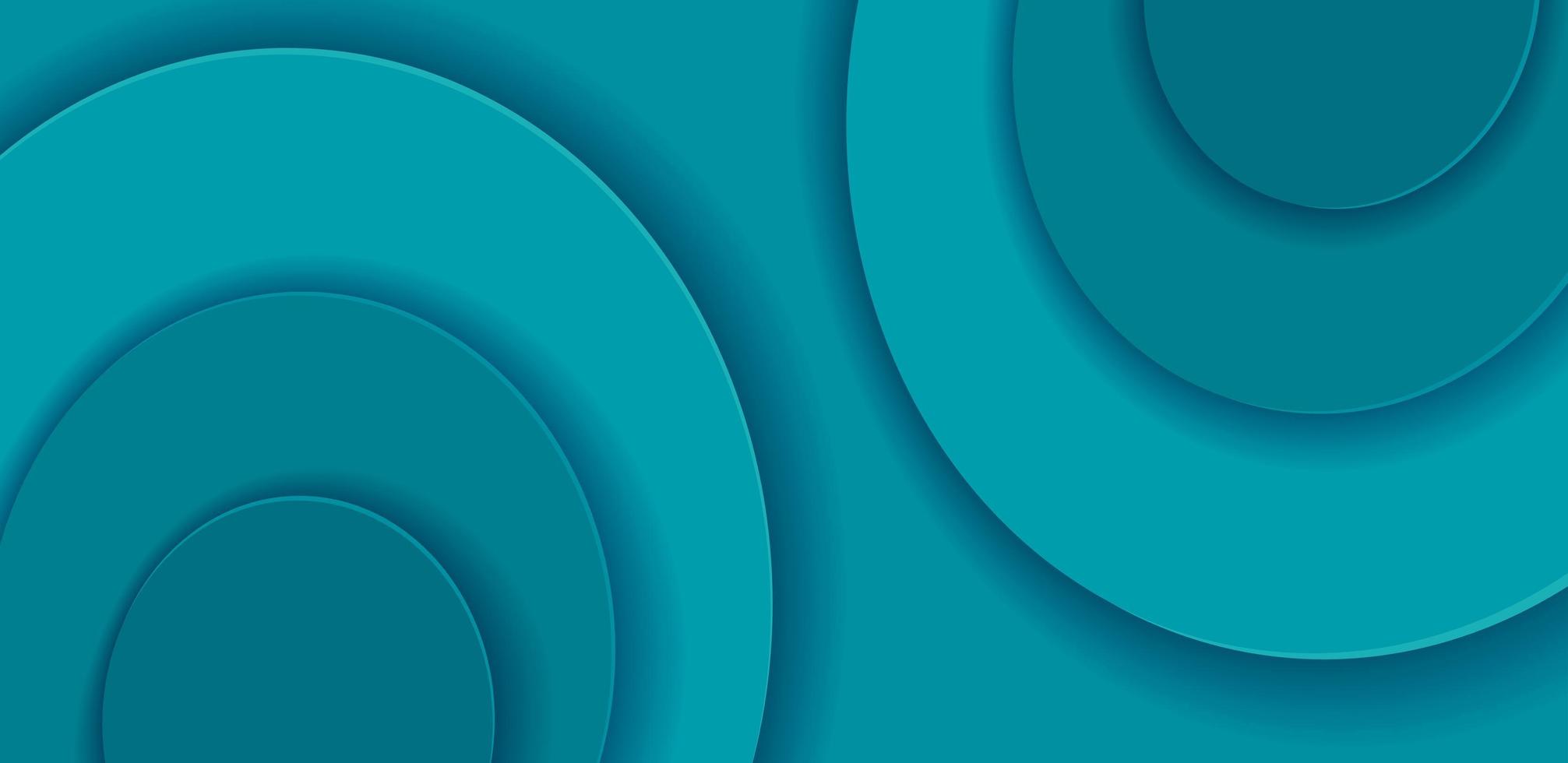 papier gesneden ronde vormen op horizontale achtergrond. abstracte turquoise vector sjabloon met meerdere lagen gladde vormen. modern 3D-ontwerp. geometrische brochure laag illustratie