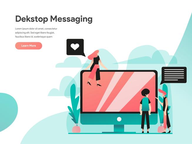 Desktop Messaging Illustratie Concept. Modern vlak ontwerpconcept Web-paginaontwerp voor website en mobiele website Vector illustratie Eps 10