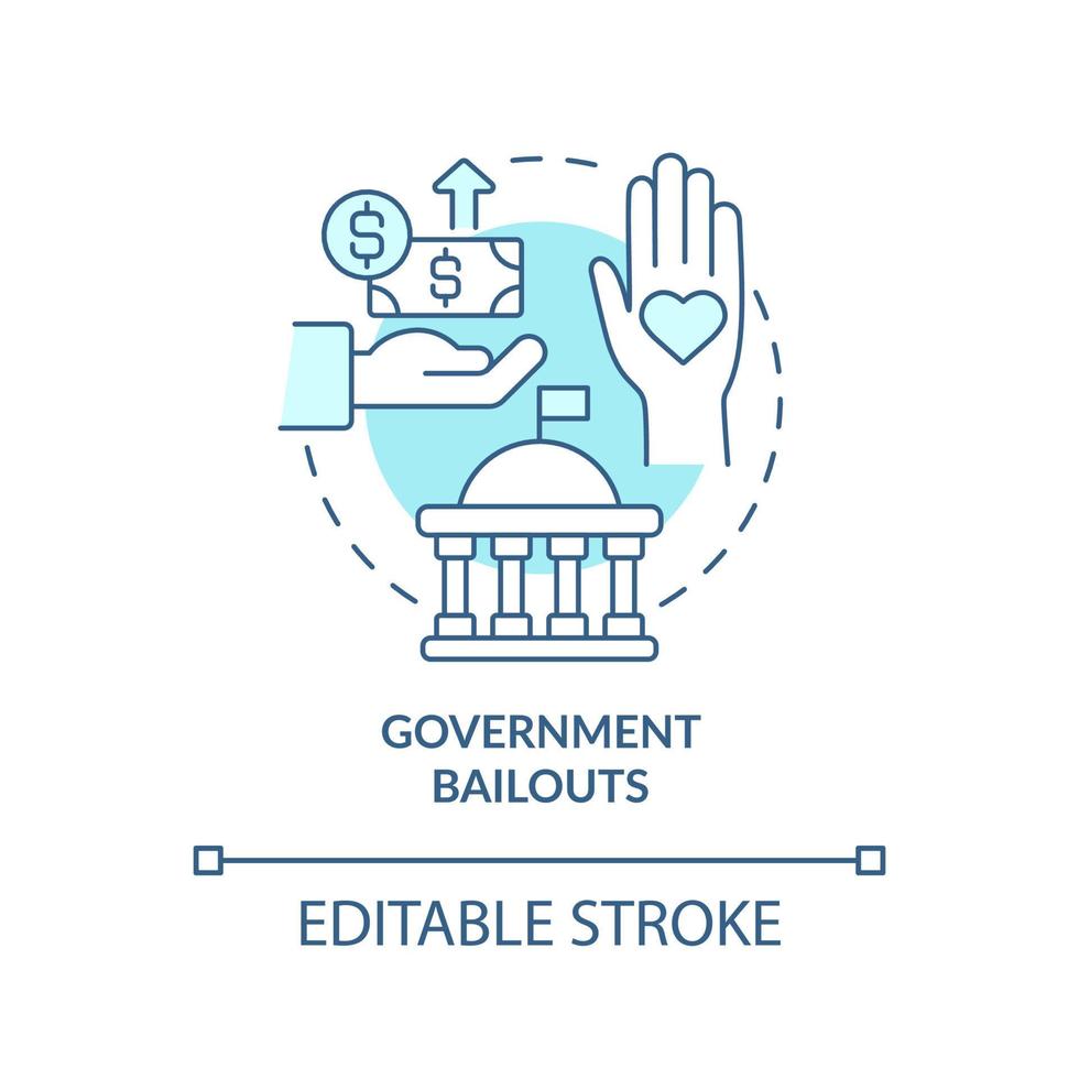 overheidssteun concept icoon. faillissement voorkomen. financiële reddingsoperatie van de overheid abstracte idee dunne lijn illustratie. vector geïsoleerde omtrek kleur tekening. bewerkbare streek