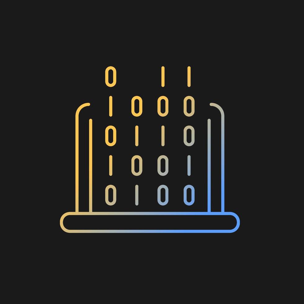 het gradiënt vectorpictogram voor donker thema. codeerlessen op scholen. computer hardware, besturingssystemen studeren. dunne lijn kleur symbool. moderne stijlpictogram. vector geïsoleerde overzichtstekening