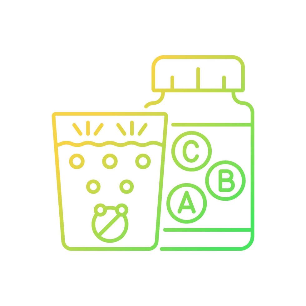 vitamine bruist kleurovergang lineaire vector pictogram. wateroplossende tabletten. wateroplossing voor de spijsvertering. dunne lijn kleur symbool. moderne stijlpictogram. vector geïsoleerde overzichtstekening