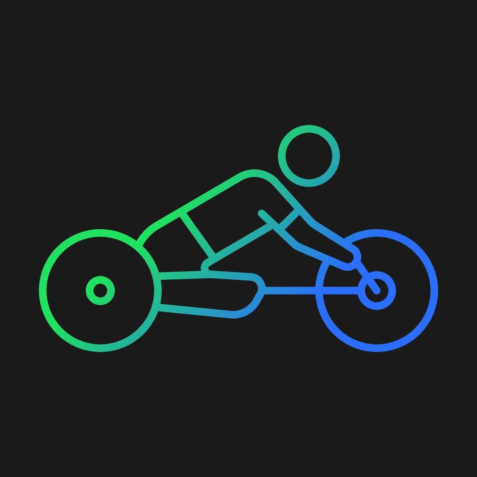 adaptief racefietsgradiënt vectorpictogram voor donker thema. professionele racefietsraces. sporter met een handicap. dunne lijn kleur symbool. moderne stijlpictogram. vector geïsoleerde overzichtstekening