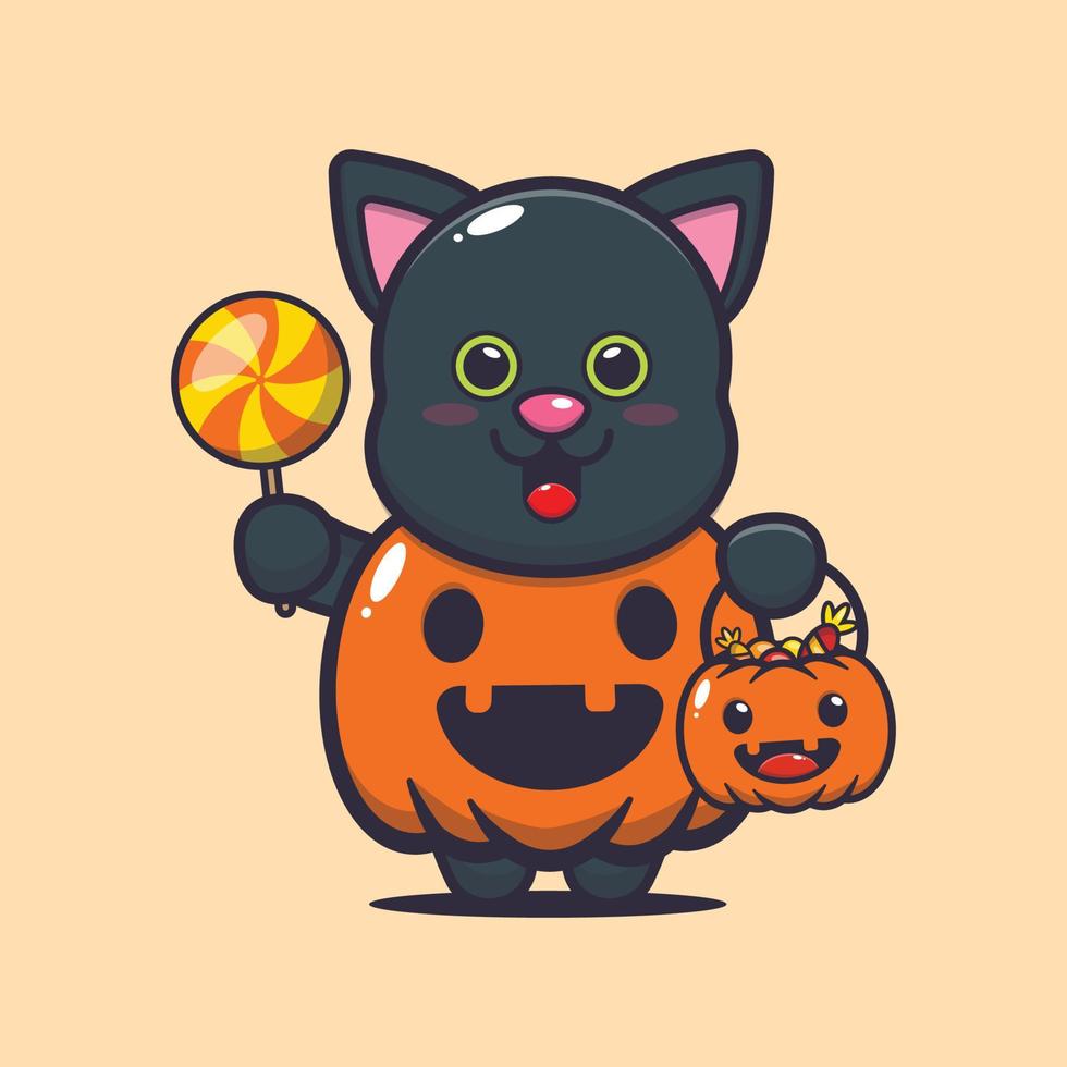 schattige kat met Halloween-pompoenkostuum vector