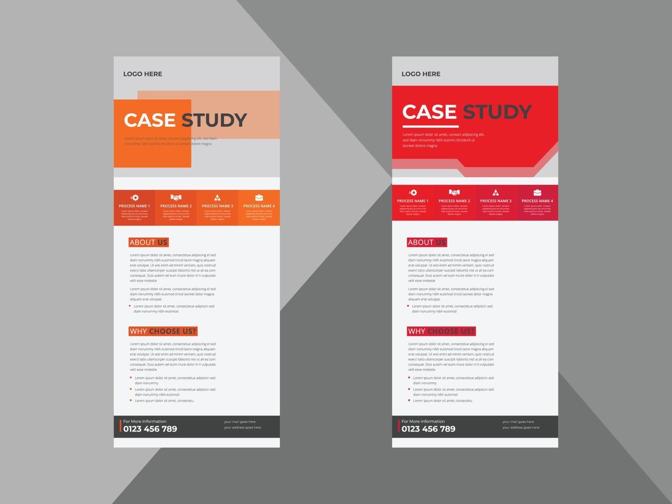 case study roll-up banner ontwerpsjabloon. case study omslag poster folderontwerp. omslag, oprolbanner, poster, drukklaar vector