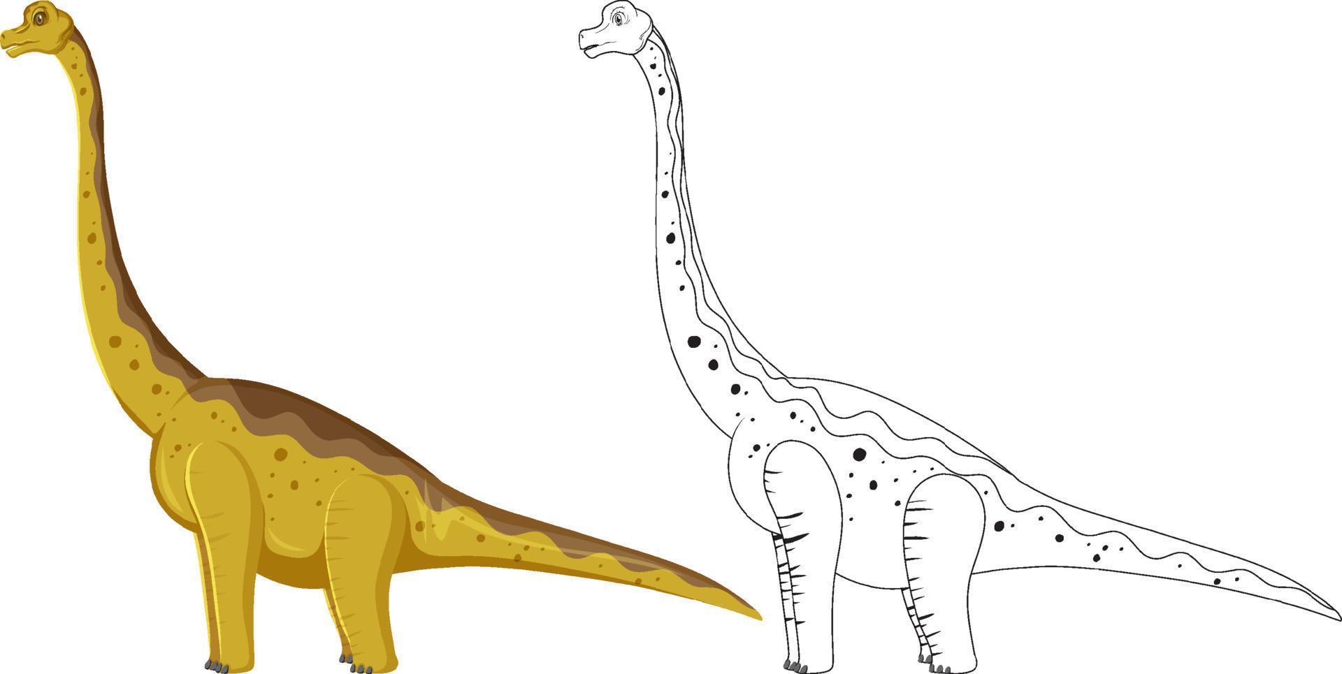 brachiosaurusdinosaurus met zijn krabbeloverzicht op witte achtergrond vector