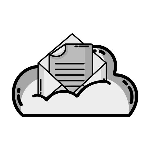 grijstinten cloudgegevens en kaart met documentinformatie vector