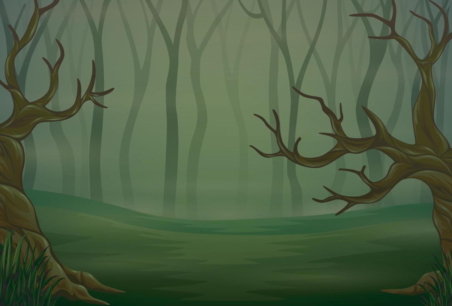 silhouetten van bomen in het donkere nachtbos vector