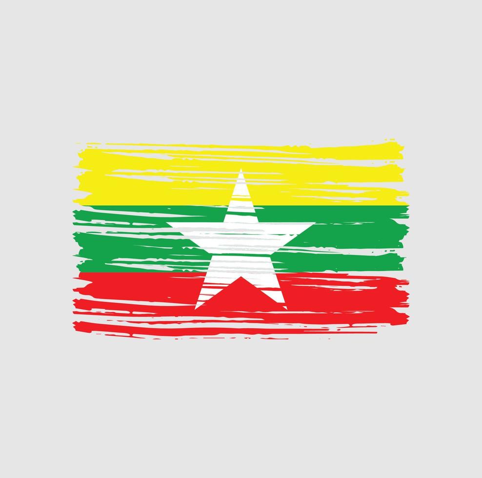 Myanmar vlag penseelstreken. nationale vlag vector