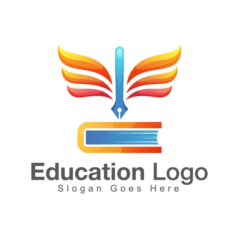 onderwijs school logo, de schrijver van verhaal boek logo ontwerp vector sjabloon