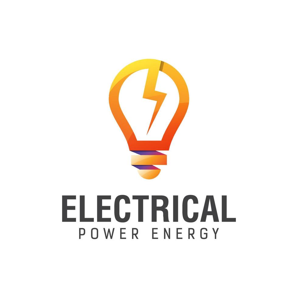 elektrische energie energie met lamp gradiënt logo vector ontwerpsjabloon